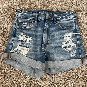 American Eagle Outfitters Blue Distressed Jean Shorts